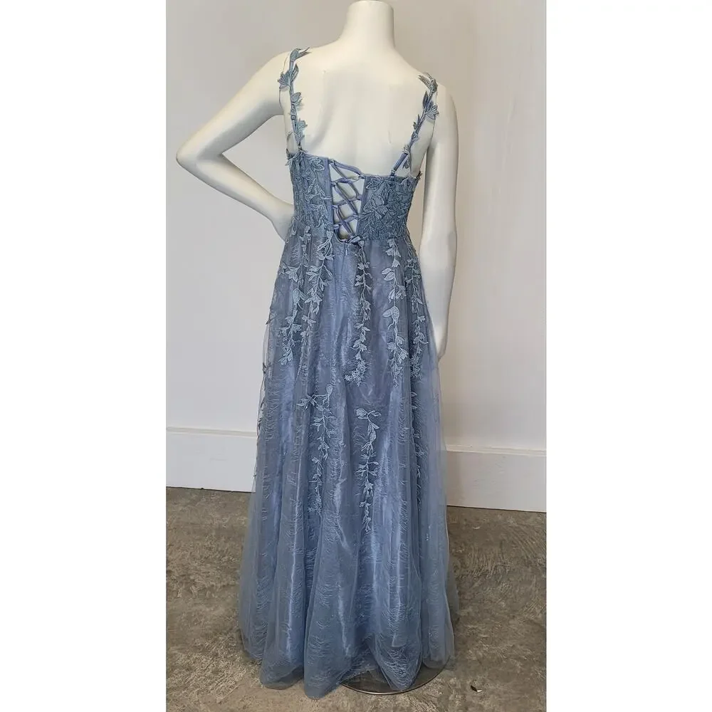 NWT Sky Blue Formal Gown Prom Dress Wedding Party Bridesmaid MOTB - Picture 6 of 15